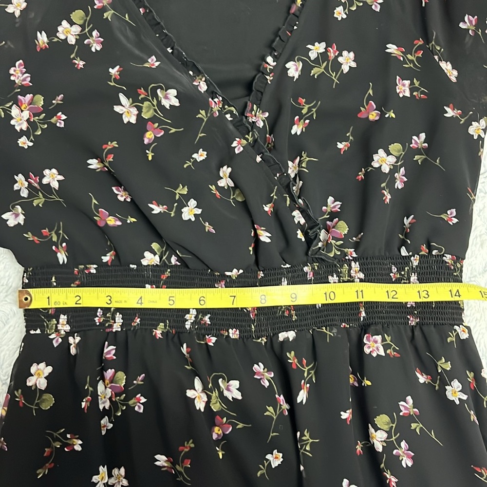Madewell Black floral long sleeve maxi dress size medium - Picture 6 of 9